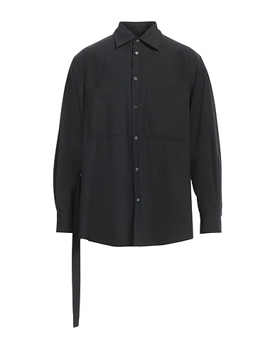 VALENTINO GARAVANI Solid colour shirt Black 53% Polyester, 43% Virgin Wool, 4% Elastane