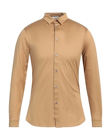 PAOLO PECORA Solid colour shirt Sand 100% Cotton