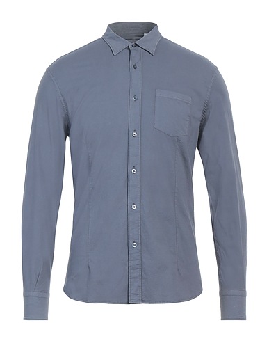 DANIELE ALESSANDRINI HOMME Solid colour shirt Grey 97% Cotton, 3% Elastane
