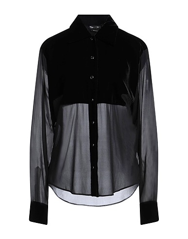 TOM FORD Solid color shirts & blouses Black 97% Silk, 3% Elastane, Viscose, Cupro