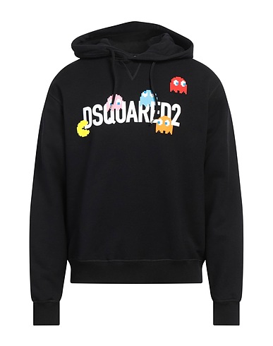 DSQUARED2 Hooded track jacket  Black 100% Cotton, Elastane