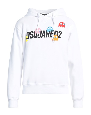 DSQUARED2 Hooded track jacket  White 100% Cotton, Elastane
