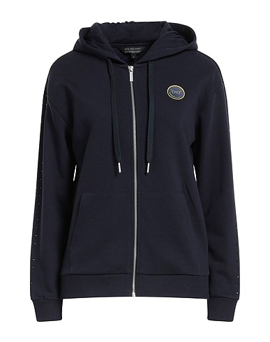 ARMANI EXCHANGE Hooded track jacket  Navy blue 87% Cotton, 13% Polyester, Elastane