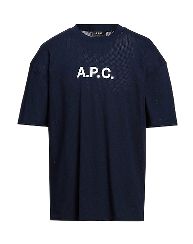 A.P.C. T-shirt Navy blue 100% Cotton, Elastane