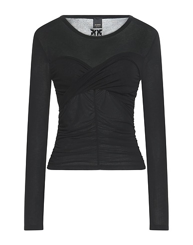 PINKO Top Black 66% Viscose, 19% Polyamide, 9% Cashmere, 6% Elastane
