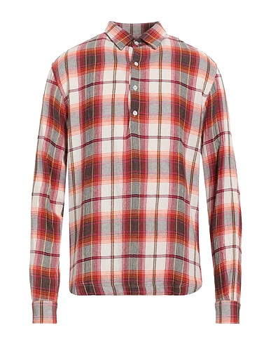 BARENA Checked shirt Orange 58% Cotton, 25% Viscose, 14% Polyester, 3% Other Fibres