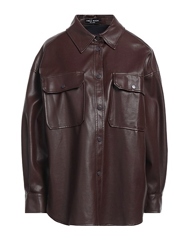 ANNA ROCK Solid color shirts & blouses Chocolate brown 55% Polyurethane, 45% Cotton