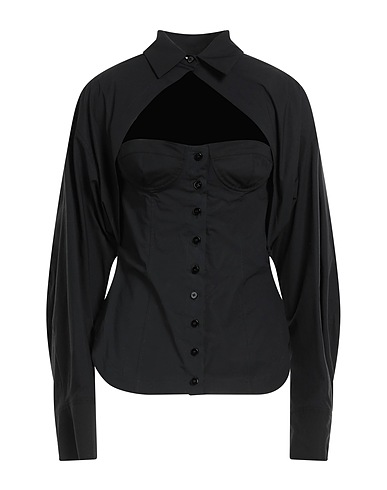THE ATTICO Solid colour shirts & blouses Black 97% Cotton, 3% Elastane