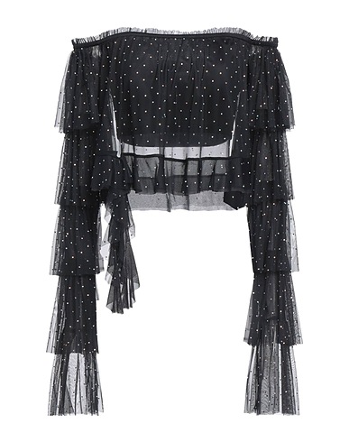 ROTATE BIRGER CHRISTENSEN Top Black 100% Polyester, Crystal