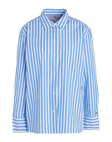 TOMMY HILFIGER Gestreiftes Hemd Hellblau 100% Baumwolle