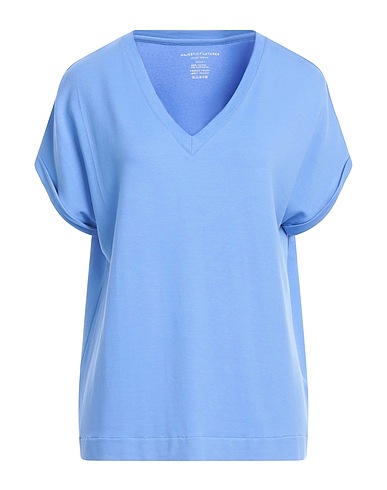 MAJESTIC FILATURES Basic T-Shirt Light blue 96% Viscose, 4% Elastane