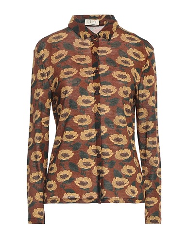 SIYU Floral shirts & blouses Brown 75% Wool, 25% Polyamide