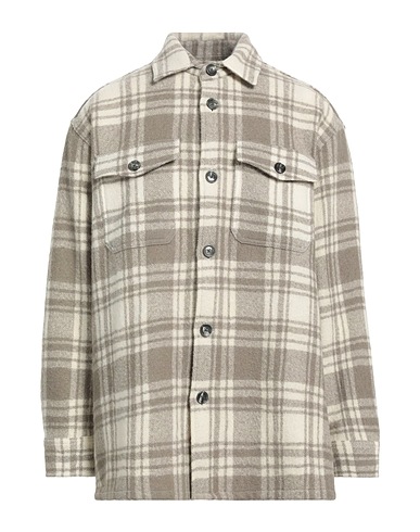 AMI ALEXANDRE MATTIUSSI Checked shirt Khaki 100% Virgin Wool