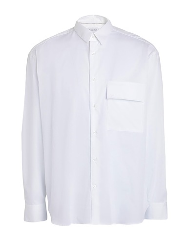 CALVIN KLEIN Solid colour shirt White 97% Cotton, 3% Elastane