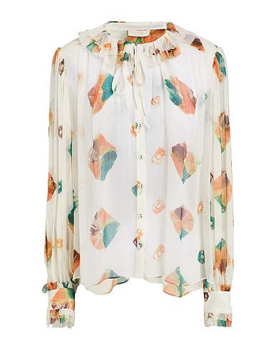 ULLA JOHNSON Patterned shirts & blouses Ivory 100% Silk
