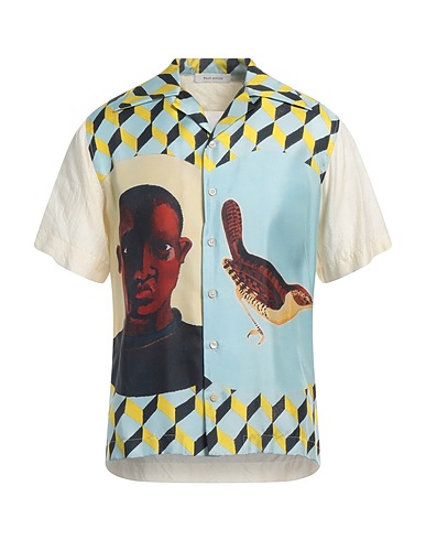 WALES BONNER Patterned shirt Sky blue 100% Silk