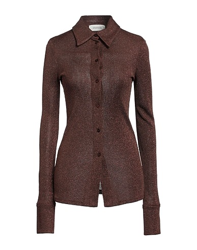 SPORTMAX Chemises et chemisiers de couleur unie Moka 78% Viscose, 12% Fibre métallique, 10% Polyamide