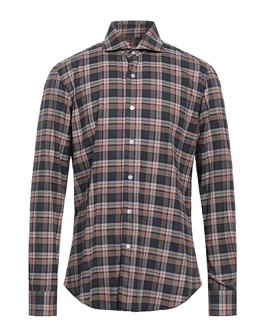 BUONAMASSA Camicia a quadri Tortora 100% Cotone