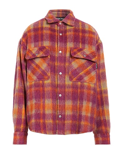 PALM ANGELS Checked shirt Garnet 67% Virgin Wool, 12% Alpaca wool, 12% Mohair wool, 9% Polyamide