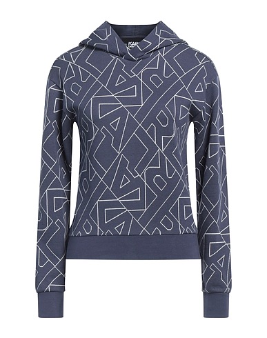 KARL LAGERFELD Hooded track jacket  Slate blue 97% Cotton, 3% Elastane