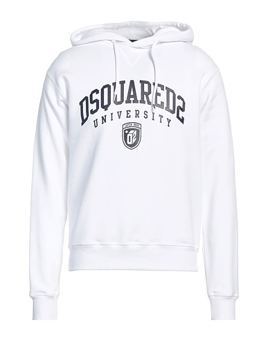DSQUARED2 Hooded track jacket  White 100% Cotton, Elastane