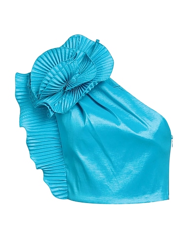 HANITA One-shoulder top Azure 60% Polyester, 35% Nylon, 5% Elastane