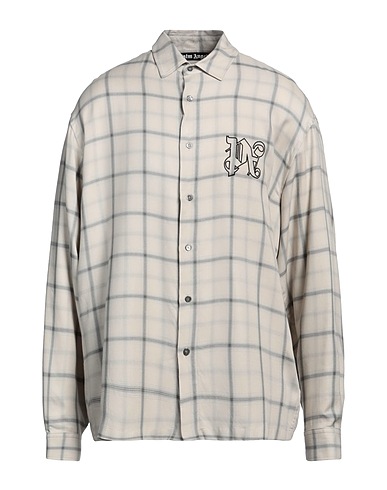 PALM ANGELS Camicia a quadri Grigio chiaro 100% Rayon, Poliestere