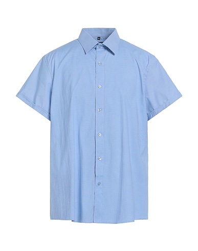 GIORGIO MAN Camicia fantasia Blu chiaro 50% Poliestere, 45% Cotone, 5% Elastan