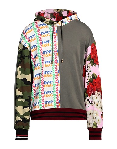 DOLCE&GABBANA Hooded track jacket  Military green 100% Cotton, Elastane