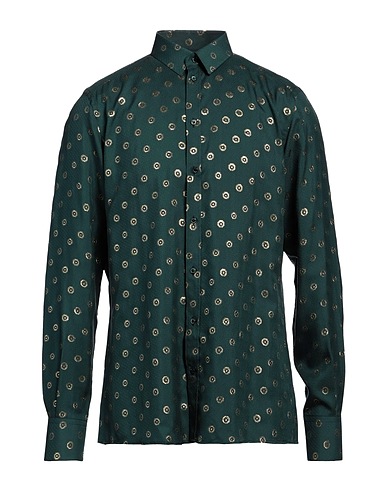 DOLCE&GABBANA Camicia fantasia Verde scuro 97% Seta, 3% Metallo