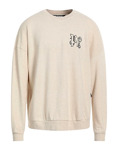 PALM ANGELS Sweatshirt Beige 77% Cotton, 23% Linen, Elastane, Polyester