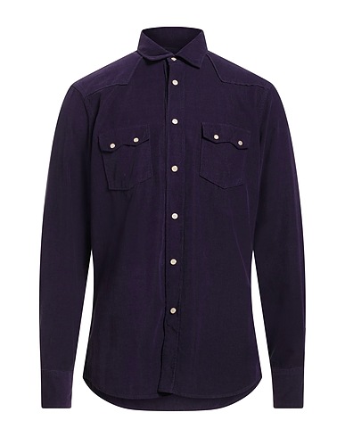 LARDINI Solid color shirt VIOLA SCURO 100% Cotton