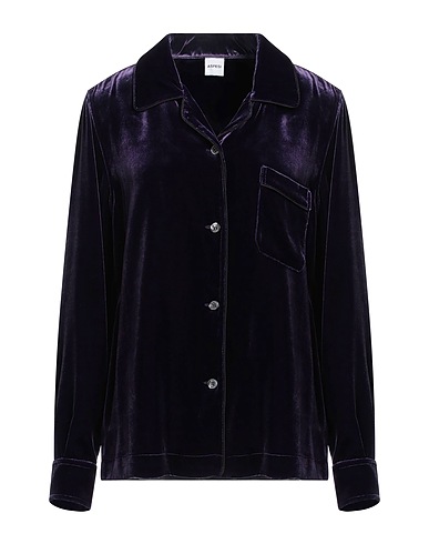 ASPESI Solid colour shirts & blouses Dark purple 82% Viscose, 18% Silk