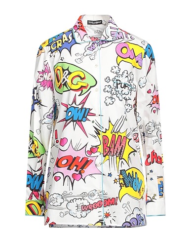 DOLCE&GABBANA Patterned shirts & blouses White 95% Cotton, 5% Silk