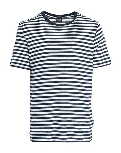 BOSS T-shirt Navy blue 52% Cotton, 48% Linen