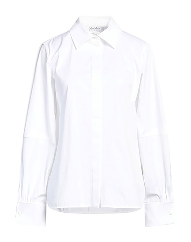 MAX MARA Camicie e bluse tinta unita SFILATA Bianco 97% Cotone, 3% Elastan