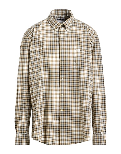 BARBOUR Checked shirt Khaki 95% Cotton, 5% Elastane