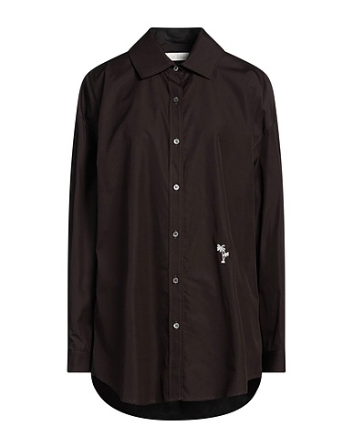 PALM ANGELS Solid colour shirts & blouses Dark brown 100% Cotton, Polyester