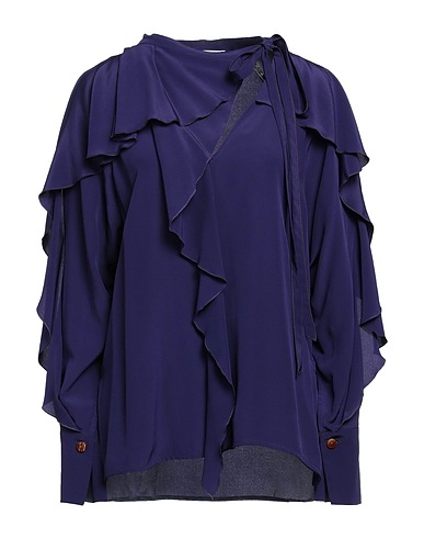 VICTORIA BECKHAM Top Viola scuro 100% Seta, Fibra proteica del latte, Ottone