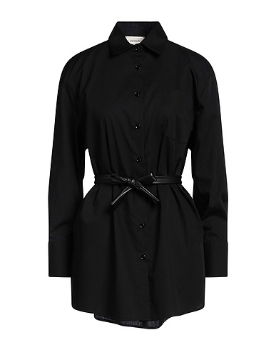 VICOLO Solid colour shirts & blouses Black 100% Cotton, Polyester, Polyurethane