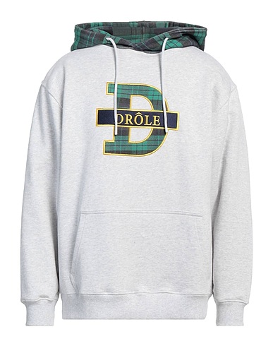 DRÔLE DE MONSIEUR Hooded track jacket  Light grey 100% Cotton