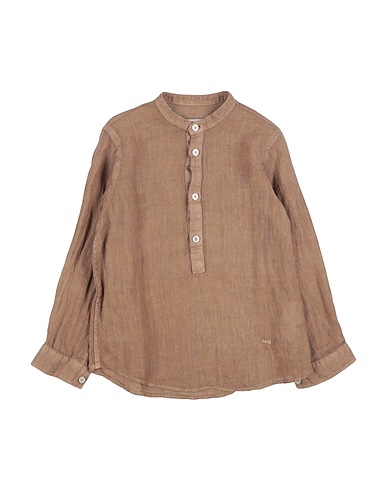 PAOLO PECORA Solid color shirt Khaki 100% Linen
