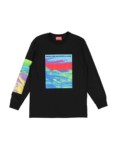 DIESEL Camiseta Negro 100% Algodón, Elastán