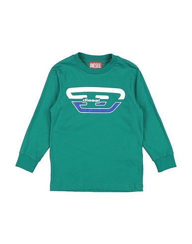 DIESEL T-shirt Emerald green 100% Cotton, Polyester, Elastane