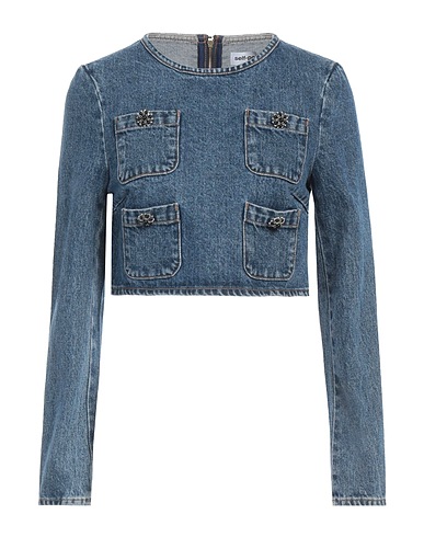 SELF-PORTRAIT Denim shirt Blue 100% Cotton