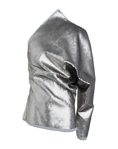 RICK OWENS One-shoulder top Grey 91% Cotton, 6% Elastomultiester, 3% Rubber