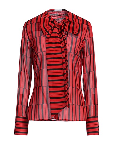 FERRAGAMO Striped shirt Red 92% Silk, 8% Elastane