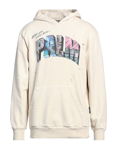 PALM ANGELS Hooded track jacket  Ivory 100% Cotton, Polyester