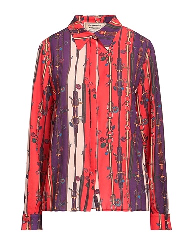 ALESSANDRO ENRIQUEZ Patterned shirts & blouses Red 98% Polyester, 2% Elastane