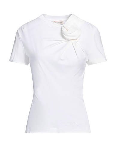 MCQUEEN T-shirt White 89% Cotton, 11% Elastane